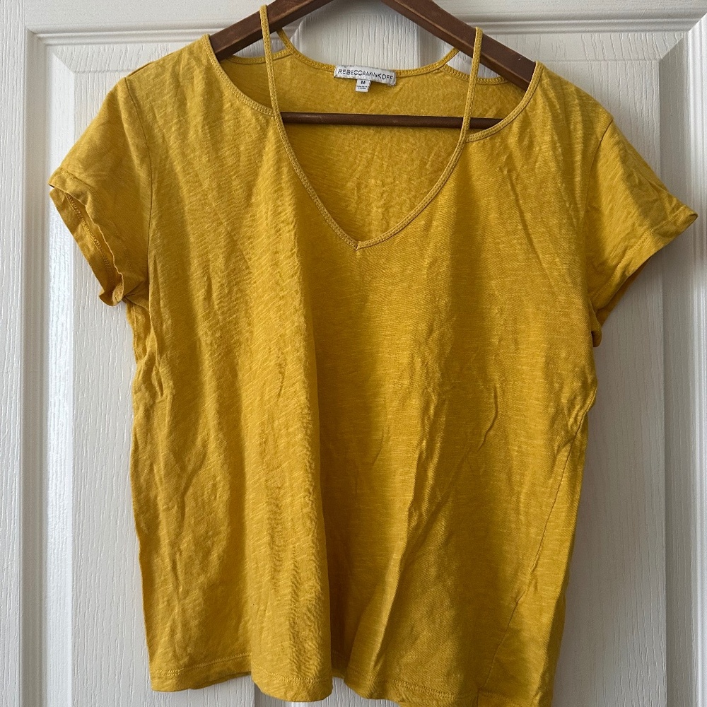 Rebecca Minkoff Mustard-Yellow Short-Sleeved Shirt | Size M
